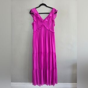 DKNY Pink Ruffle Maxi Dress